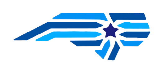 A stylized blue logo in the shape of North Carolina, made of angular lines radiating from a central dark blue star. The lines vary in shades of blue, giving the appearance of motion or rays of light extending from the star.